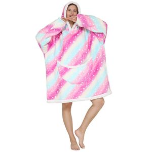 Flanell Fleece Hoodie Decke Wearable Decke Hoodie Sweatshirt Übergroße Kapuzenpullover-Decke Weiche Warme TV-Decke für Erwachsene Sternenklarer Himmel