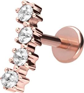 Titan Labret mit Push Fit 4 EINGEFASSTE KRISTALLE RoséGold Stablänge: 7mm | Stabstärke: 1mm