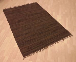 Teppich Fleckerl Fleckerlteppich Handwebteppich UNI Baumwolle Handweb Waschbar Farbe: Braun Größe: ca. 40x60 cm