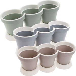 3er Set, Kräutertöpfe mit Untersetzer Kräutertöpfe Kräuterregal mit Drainage