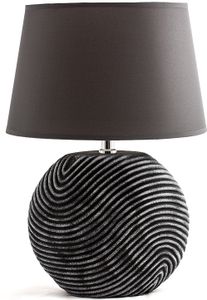 BRUBAKER Tischlampe Nachttischlampe Anthrazit Grau, Keramikfuß in zweifarbigem, matten Finish - 38 cm Höhe