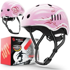 SKATEWIZ Fahrradhelm Skaterhelm für Kinder und Jugendliche - Extrem leicht - FIDLOCK Magnetschnalle - Größe-L - 57-61cm;Pink
