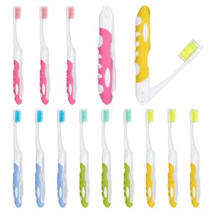12 Stück Klappbare Reisezahnbürste Tragbare Weiche Zahnbürste mit Weichen Borstenbürsten für Empfindliches Zahnfleisch (Rosa, Gelb, Blau, Grün)
