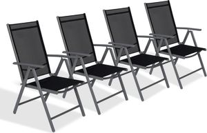 CCLIFE Gartenstühle Alu 4er Set,Gartenstuhl Hochlehner Klappbar, Balkonstühle 7-Fach Verstellbar bis 150kg Dunkelgaru, Modell: Breeze,CushHom
