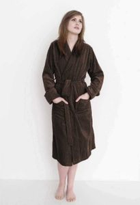 ETÉREA® Bademantel Damen & Herren flauschig aus 100% Baumwolle Velours Carré - Sauna Bademantel Damen & Herren - Bathrobe Women - Saunamantel Unisex weich & trocknet schnell - Dunkelbraun Gr. L