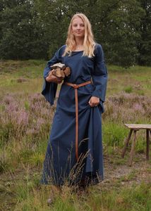 Mittelalter-Unterkleid Burglinde mit Trompetenärmeln, blau : S Größe: S
