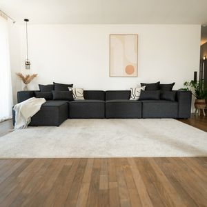 HOME DELUXE - Sofa VERONA - Anthrazit, Größe: XL - ca. 414 x 70 x 207 cm, Sitzhöhe: 46 cm, Sitztiefe: 80 cm, inkl. Kissen I Modulares Sofa Modulsofa Ecksofa Wohnlandschaft