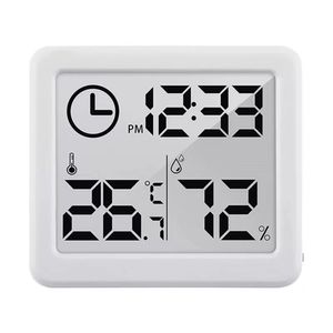 Digitales Thermometer/Hygrometer mit Uhrfunktion, Umgebungstemperatur und Luftfeuchtigkeit (Weiß)