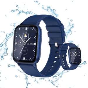 （Blue）Smartwatch Fitness Tracker Vodotěsné chytré hodinky Ženy Muži 1,96 "velká HD dotyková barevná obrazovka fitness hodinky se srdečním tepem krevní tlak spánek
