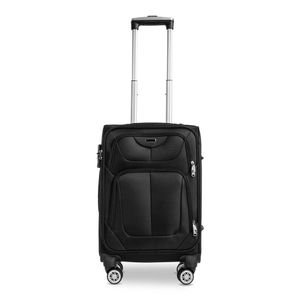 Reisekoffer Stoffkoffer Trolley 50cm Handgepäck mit 4 x 360° Zwilling Rollen, Reisetrolley , TSA Zahlenschloss, Teleskopgriff - Schwarz