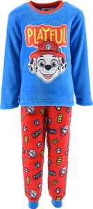 Paw Patrol Marshall Kinder Fleece Schlafanzug Jungen Pyjama Langarm Shirt + Schlafhose, Farbe:Blau, Größe Kids:104
