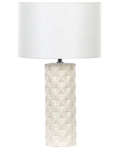 BELIANI Tischlampe Beige Keramik 49 cm Stoffschirm Weiß Trommelform Elegant Modern Nachttischlampe für Schlafzimmer Wohnzimmer