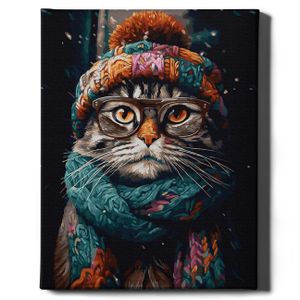 Oh Art! – Malen nach Zahlen Set Katze – 40x50cm, mit Holzrahmen und Pinseln DIY