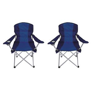 2 Stück Comfort Anglersessel Campingstuhl mit Getränkehalter und Tasche Blau