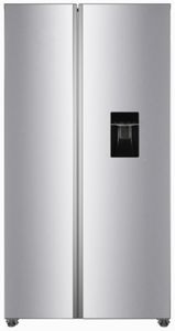 PKM SBS444DIXWD Side by Side Kühlschrank, Kühl-Gefrierkombination, 439 L, 2-türig mit Wasserspender, Inox Design