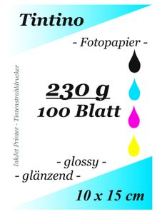 Tintino 100 Blatt Fotopapier 10 x 15 cm 230g/m² -einseitig glänzend-