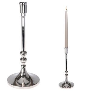 Kerzenständer Kerzenhalter Aluminium für Stabkerze in Silberfarbe 31 cm
