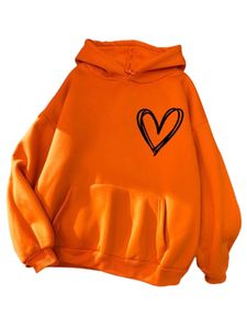 Damen Kapuzenpullover Hoodie mit Taschen Langarm Pullover Winter Warm Sweatshirt Orange,Größe S
