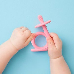 Akuku Beißring Baby KinderBeißring SilikonBeißring Rosa