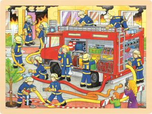goki 57527 Einlegepuzzle Feuerwehreinsatz, bunt (1 Stück)