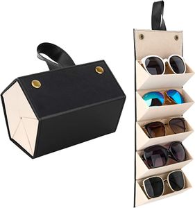 FNCF Brillenorganizer Brillenaufbewahrung/Präsentation, Tragbar Reisen Sonnenbrillen Brillenbox (Schwarz und beige)