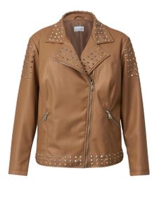 Angel of Style Kunstleder-Jacke Nieten Kunstleder Kastanienbraun 46 Comfort Fit