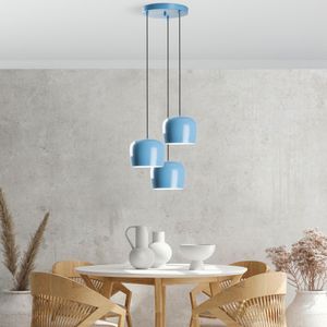 Opviq, Yozgat - N - 1413 - Light Blue, Kronleuchter, METALLKÖRPER, Hellblau, 114 x 30 x 30 cm
