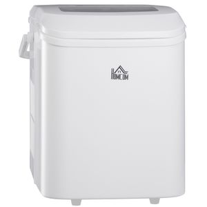 HOMCOM Eiswürfelmaschine, 100 W Eiswürfelbereiter, 9 Eiswürfel in 6 Minuten, Ice Maker mit 1,5 L Wassertank, Wählbare Eiswürfelgrößen, Selbstreinigend, Weiß