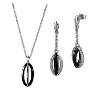 Amello Sada šperků z nerezové oceli Keramický náhrdelník, náušnice ESSX09S