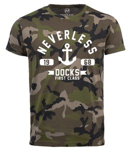Neverless® Cooles Herren T-Shirt Anker Docks Camouflage Camo-Shirt Tarnmuster camo M