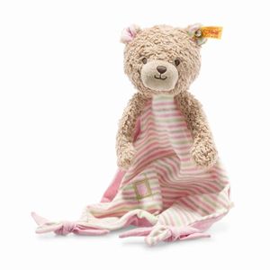 Steiff 242168 Teddybär Rosy Schmusetuch, Kuscheltuch 28 cm, Spielzeug für Babys und Kleinkinder, rosa