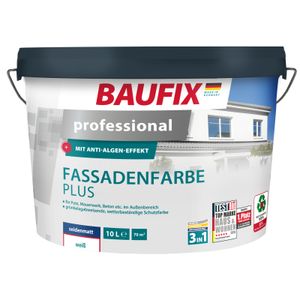 BAUFIX professional Fassadenfarbe Plus weiss seidenmatt, 10 Liter, Außenwand Farbe
