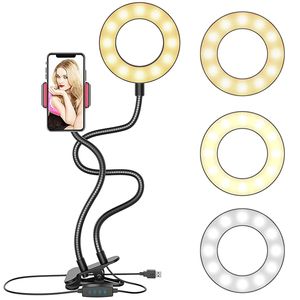 Ringlicht LED 4 Zoll mit Stativ Handyhalter Handy Selfie Ringleuchte Kamera 3 Farbmodi 10 Helligkeit Dimmbare Tischringlicht YouTube Live-Stream Retoo