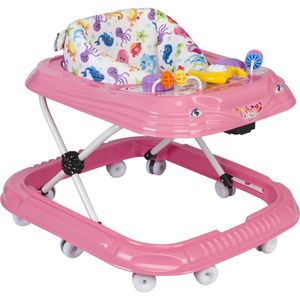 Baby Walker Lauflernhilfe Lauflernwagen Kindersitz mit Spielzeug Höhenverstellbar Gehwagen Gehfrei Pink