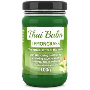 Wang Prom Thai Balm Balsam Zitronengras 100g - Thailändischer Massage-Balm mit Thai Kräutern zur Hautpflege Massage