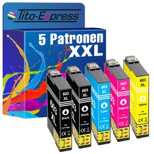 Tito-Express 5er Set ersetzt Epson 603 XL 603XL für XP-2100 XP-2105 XP-3100 XP-3105 XP-4100 WF-2810 WF-2830 WF-2835