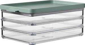 Mepal – Aufschnittdose Omnia 3-lagig Nordic Sage – 1650 ml Aufschnittbox für den Kühlschrank – zur Aufbewahrung von Wurst und Fleischwaren – 3 separate Aufbewahrungsbehälter – spülmaschinenfest
