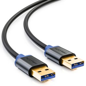deleyCON 1m USB 3.0 Super Speed Kabel - USB A-Stecker zu USB A-Stecker - Übertragungsraten bis zu 5Gbit/s - /Blau