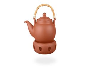 Tenno Teeset / Teekanne 1,1 liter mit Sieb und Stövchen aus Ton, handgefertigt