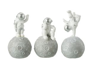 Skarbonka J-Line astronauci - polyresin - biały/srebrny - 3 szt