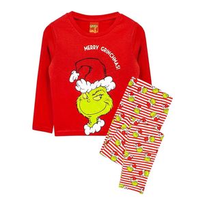 Grinch - "Merry Grinchmas" pyžamo s dlouhými kalhotami pro dívky NS7505 (128) (Červená)
