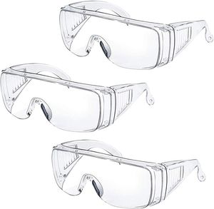 Schutzbrille Überbrille auch für Brillenträger | Für Baustelle, Labor, Werkstatt und Fahrrad-Fahren | Leicht, klar und mit indirekter Belüftung