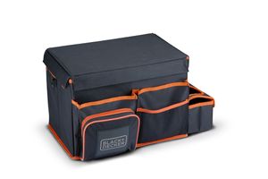 BLACK+DECKER Kofferraum-Organizer – 47,5 x 25 x 30 cm – mit Tragegurt – Getränkehalter – Grau/Orange