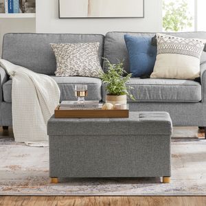 SONGMICS Sitzhocker, 77L, klappbare Sitztruhe, Aufbewahrungsbox, Hellgrau