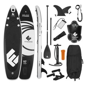 FitEngine Trip SUP-Board Set (Allrounder) - 10 Stand Up Paddle SUP Board Surfboard aufblasbar Pumpe Bag komplett Set 305cm