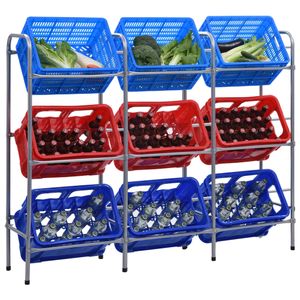 vidaXL Kistenregal für 9 Kisten Silbern 145x33x116 cm Stahl