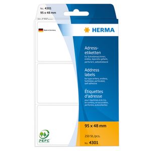 HERMA Adress Etiketten 95 x 48 mm Leporello gefalzt weiß 250 Etiketten
