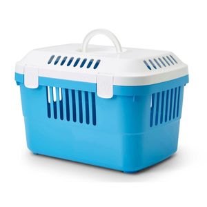 Transportbox für Meerschweinchen, Kaninchen, Katzen, Nager und kleine Hunde Weiss-Blau