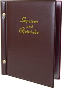 1x Speisekarte (PVC) "Speisen und Getränke" dunkelbraun 8 Seiten A5
