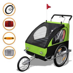 SAMAX Prívesný vozík za bicykel 2v1 Jogger - v zelenej/čiernej farbe - strieborný rám